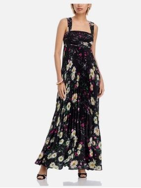 Kobi Halperin Pleated Skirt Floral Gown